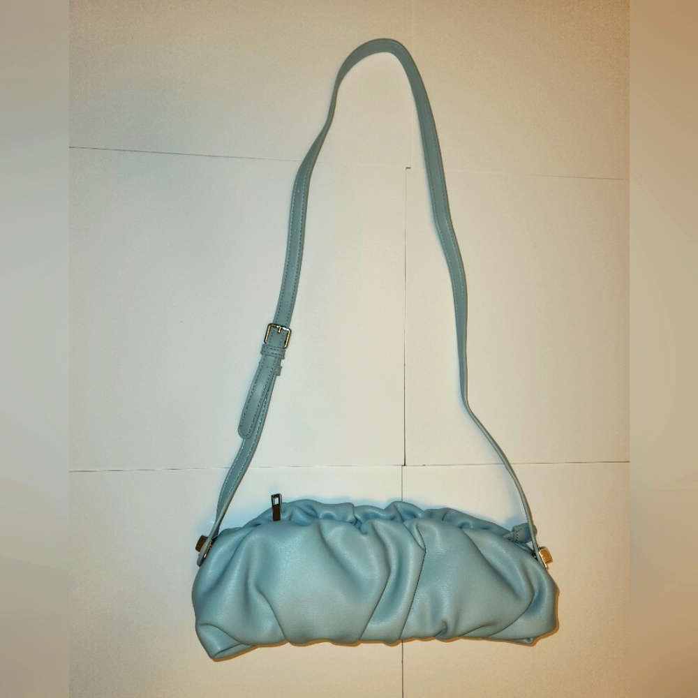 Blue Pastel Ruffle Shoulder Bag (With detachable shoulder straps)